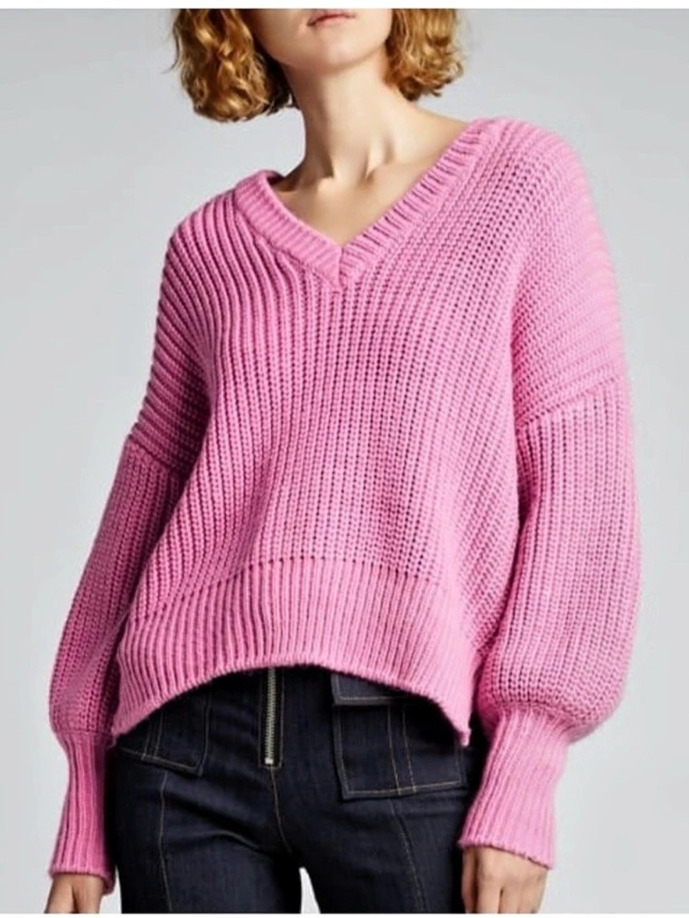 Cinq à Sept Antonella V-Neck Knit Sweater Wild Orchid Oversized
